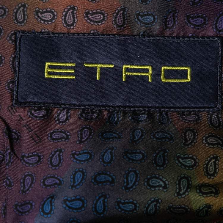 Pre Owned Etro Burgundy Patterned Jacquard Wool Single-Breasted Blazer XL