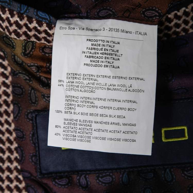 Pre Owned Etro Burgundy Patterned Jacquard Wool Single-Breasted Blazer XL