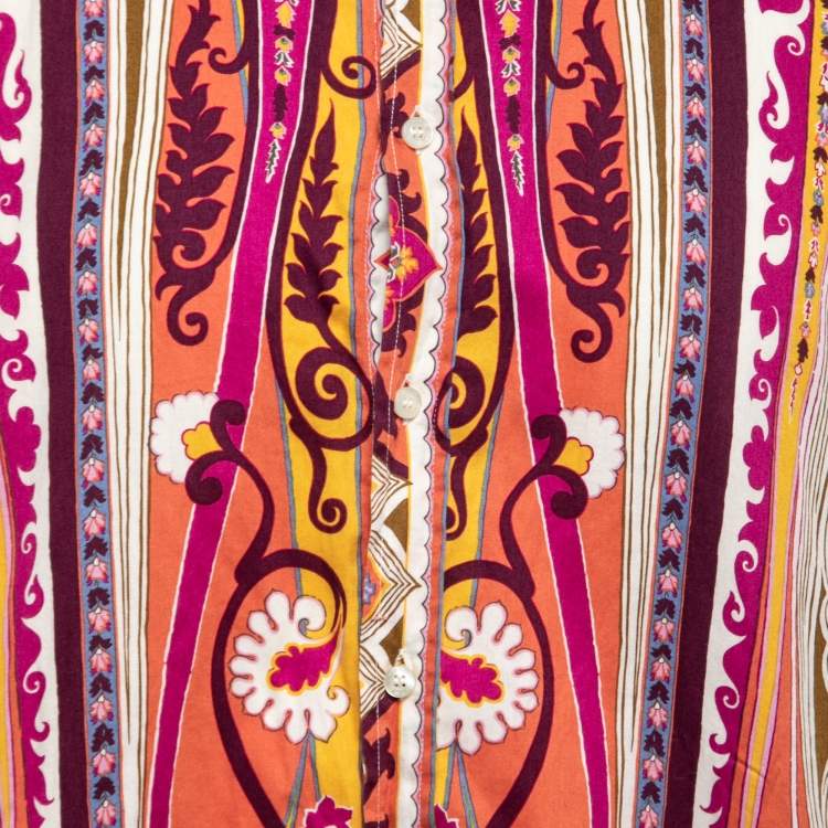 Pre Owned Etro Multicolor Printed Cotton Button Front Shirt XL