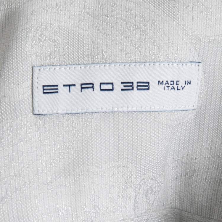 Pre Owned Etro Light Grey Paisley Jacquard Cotton & Silk Shirt S