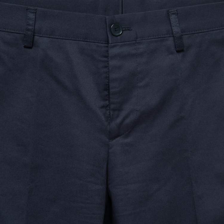 Pre Owned Etro Navy Blue Cotton Trousers M