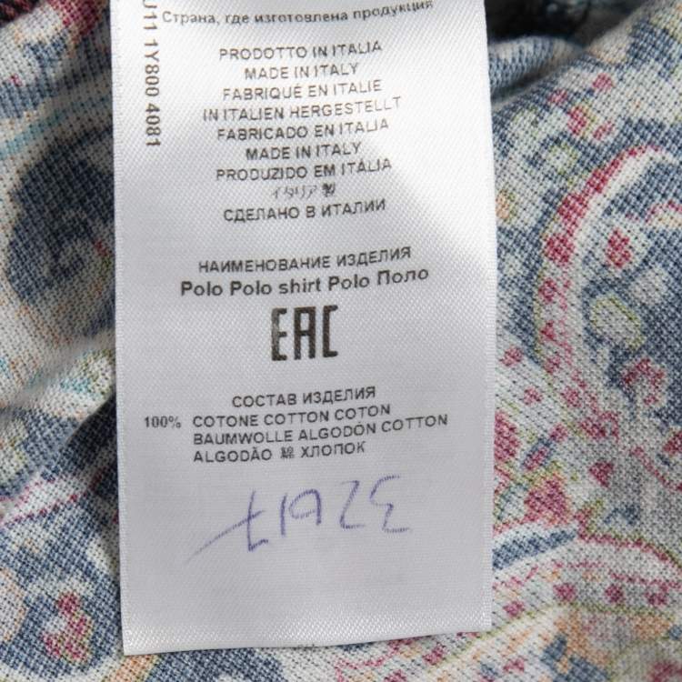 Pre Owned Etro Navy Blue Paisley Printed Cotton Polo T-Shirt XL