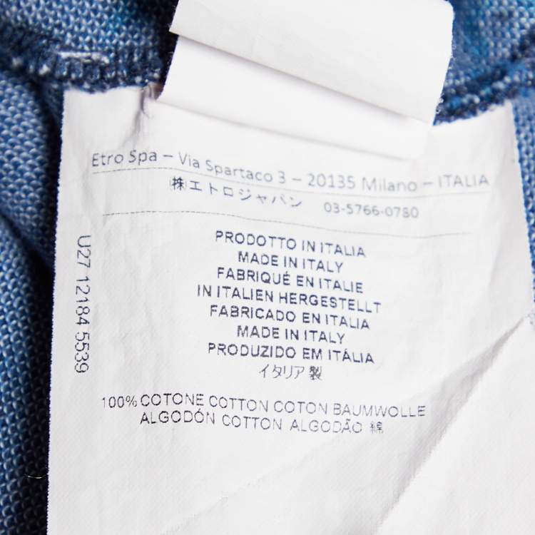 Pre Owned Etro Navy Blue Floral  Printed Cotton Pique Polo T-Shirt 3XL