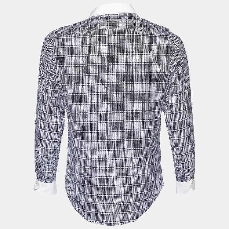 Pre Owned Etro Monochrome Checkered Jacquard Cotton Button Front Shirt M