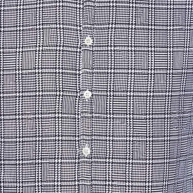 Pre Owned Etro Monochrome Checkered Jacquard Cotton Button Front Shirt M
