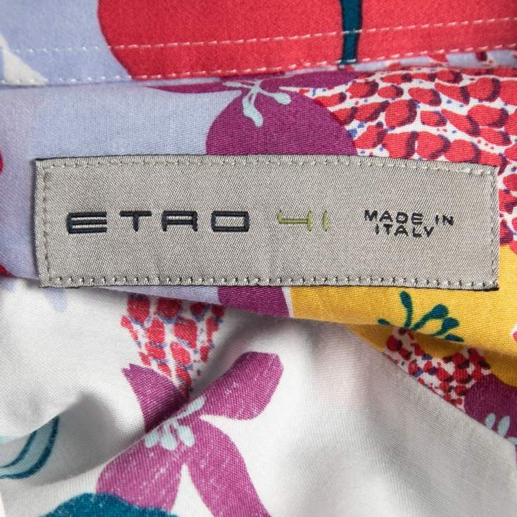 Pre Owned Etro Multicolor Floral Printed Cotton Full Sleeve Shirt L
