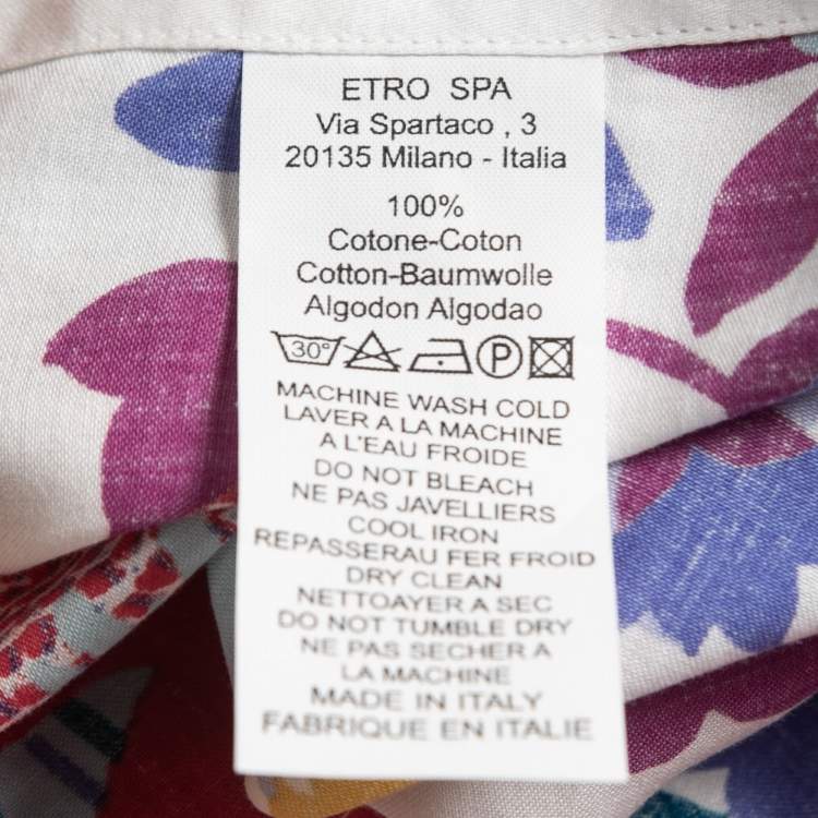 Pre Owned Etro Multicolor Floral Printed Cotton Full Sleeve Shirt L
