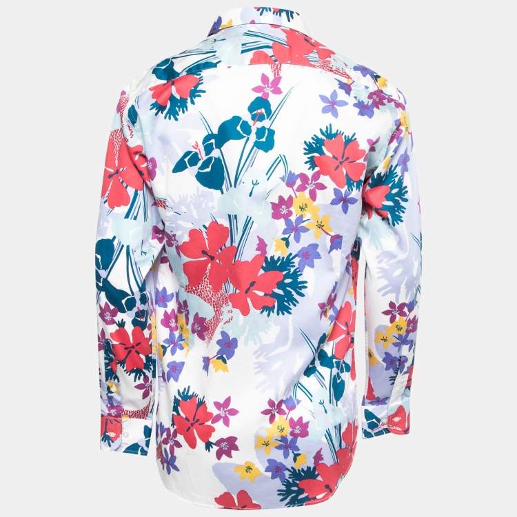 Pre Owned Etro Multicolor Floral Printed Cotton Full Sleeve Shirt L