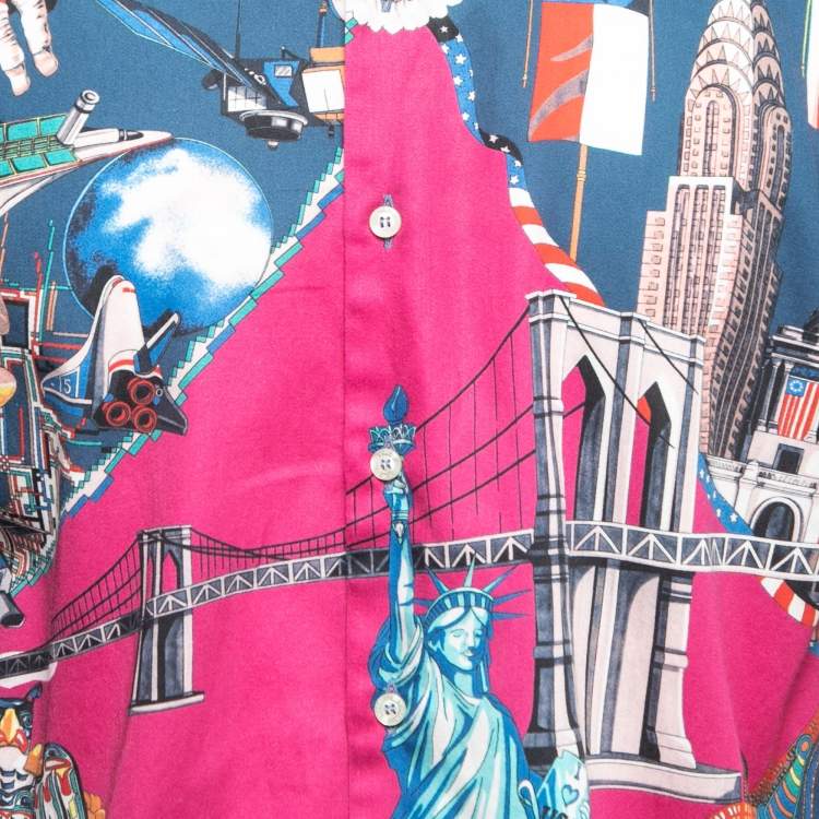Pre Owned Etro Multicolor Printed Cotton Full Sleeve Shirt M