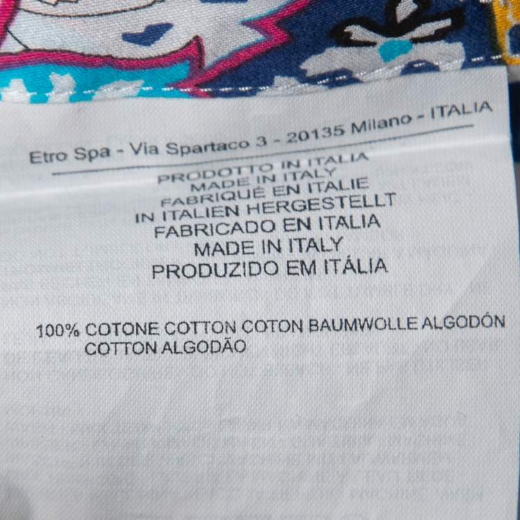 Pre Owned Etro Multicolor Printed Cotton Full Sleeve Shirt L 