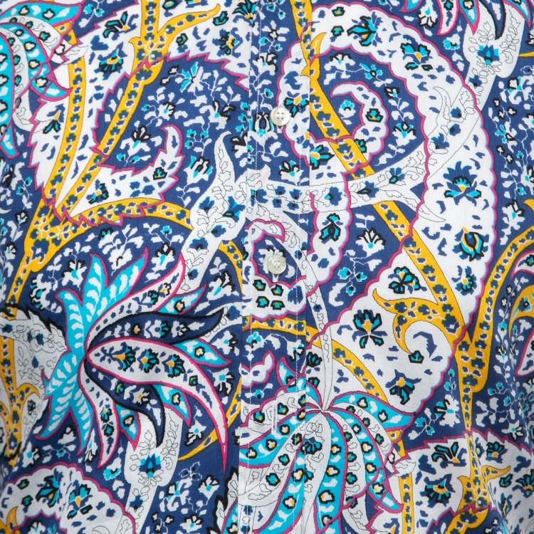 Pre Owned Etro Multicolor Printed Cotton Full Sleeve Shirt L 