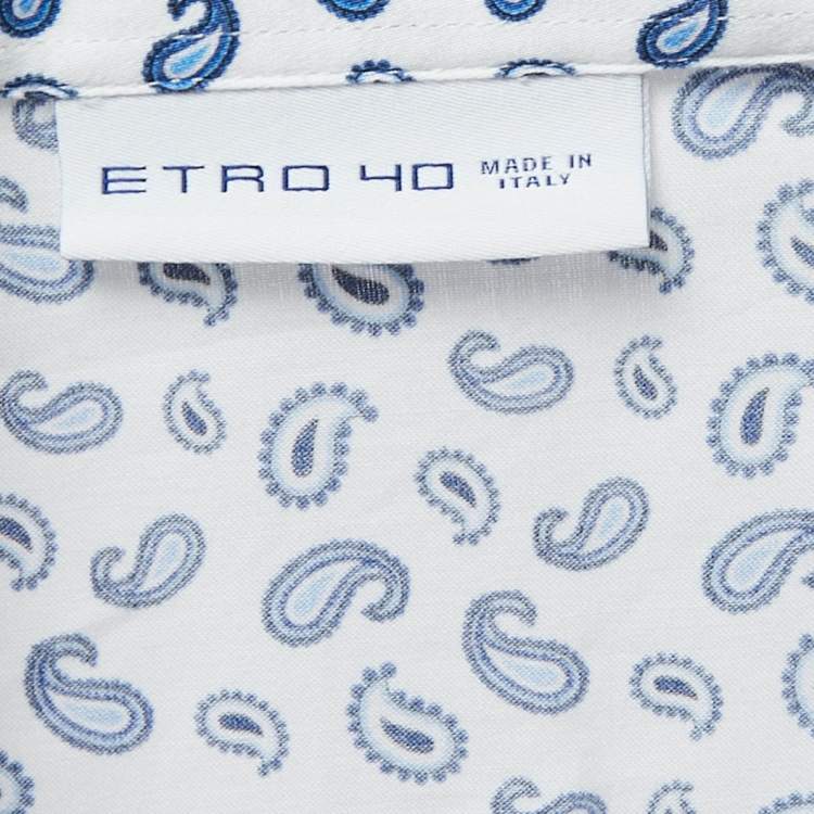 Pre Owned Etro White Paisley Printed Cotton Full Sleeve Shirt M