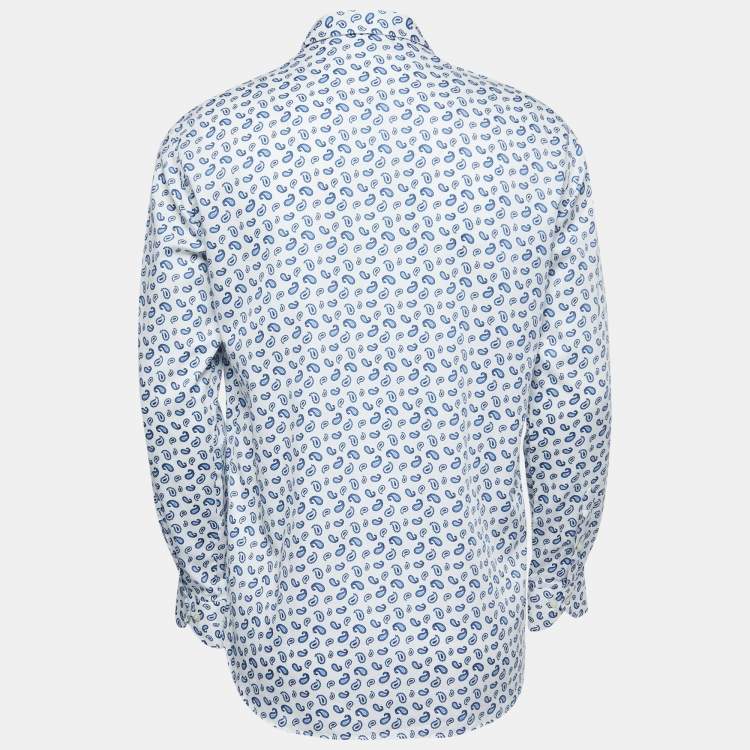 Pre Owned Etro White Paisley Printed Cotton Full Sleeve Shirt M