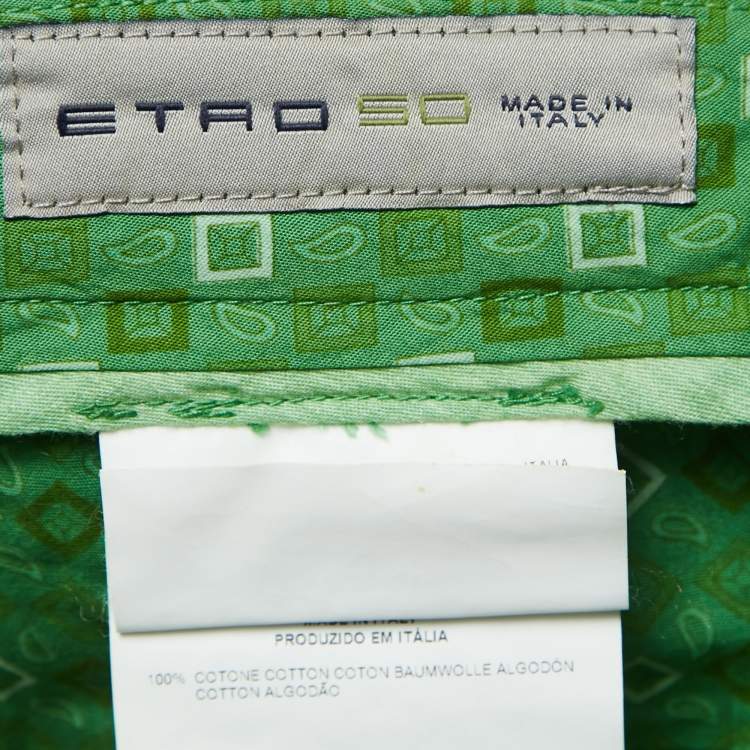 Pre Owned Etro Green Cotton Slim Fit Pants L