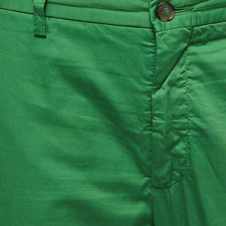 Pre Owned Etro Green Cotton Slim Fit Pants L