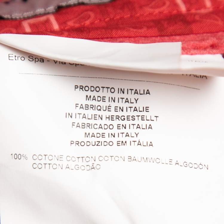 Pre Owned Etro Red Cotton Slim Fit Pants L