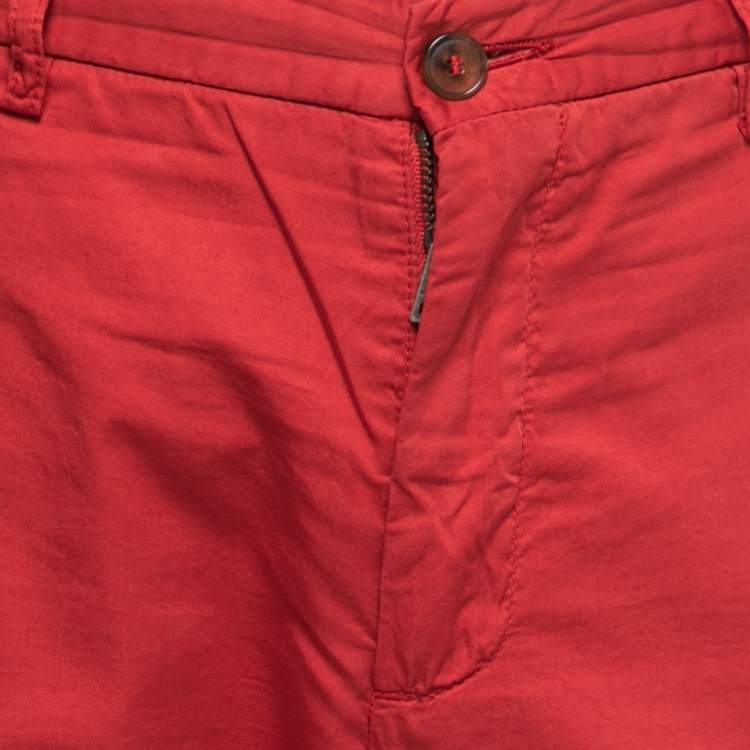 Pre Owned Etro Red Cotton Slim Fit Pants L