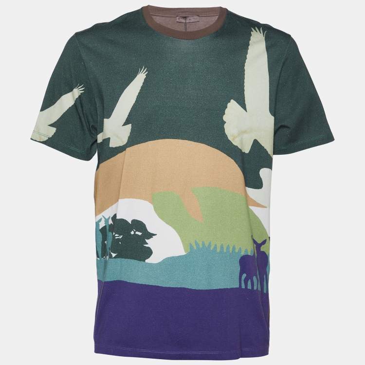 Pre Owned Etro Multicolor Scenic Print Cotton Crew Neck T-Shirt L