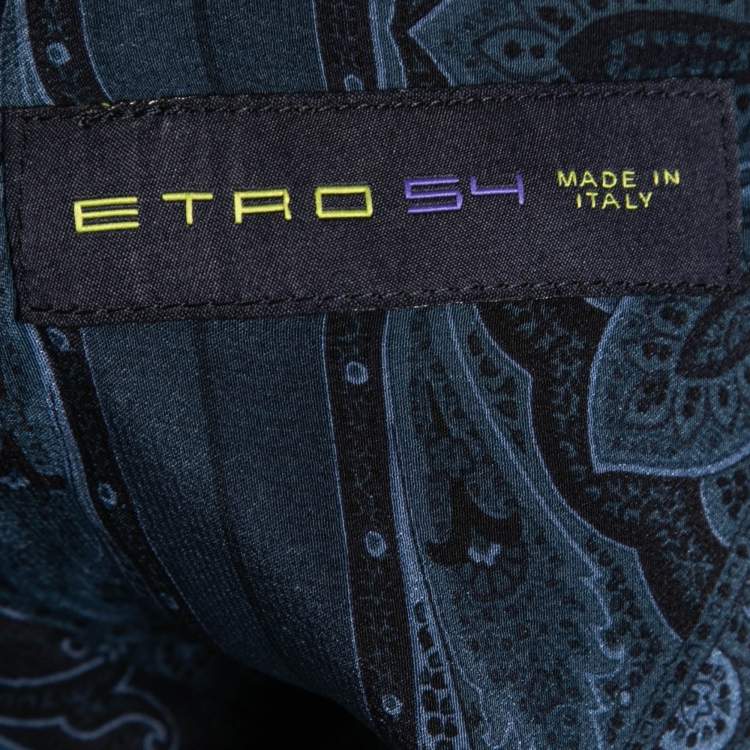 Pre Owned Etro Blue/Green Plaid Wool Single Breasted Superleggera Blazer XXL