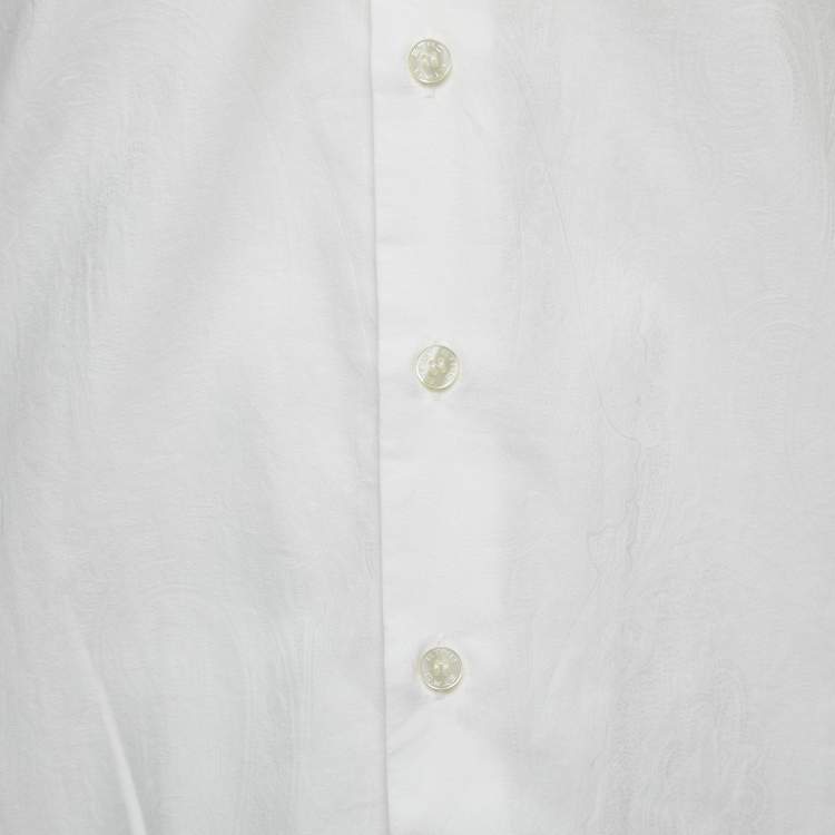 Pre Owned Etro White Patterned Cotton Button Front Full Sleeve Shirt M