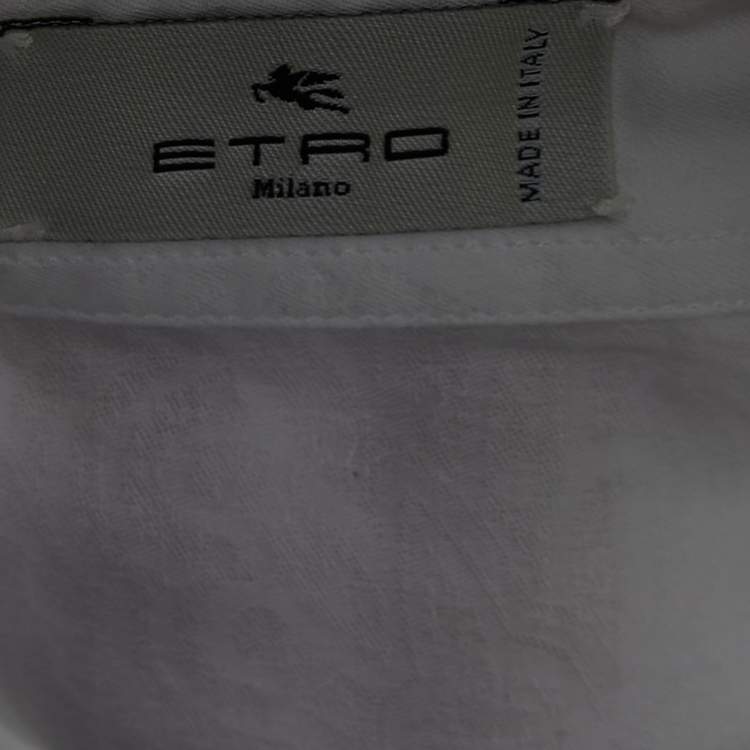 Pre Owned Etro White Patterned Cotton Button Front Full Sleeve Shirt M