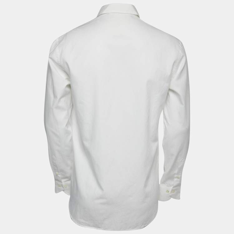 Pre Owned Etro White Patterned Cotton Button Front Full Sleeve Shirt M