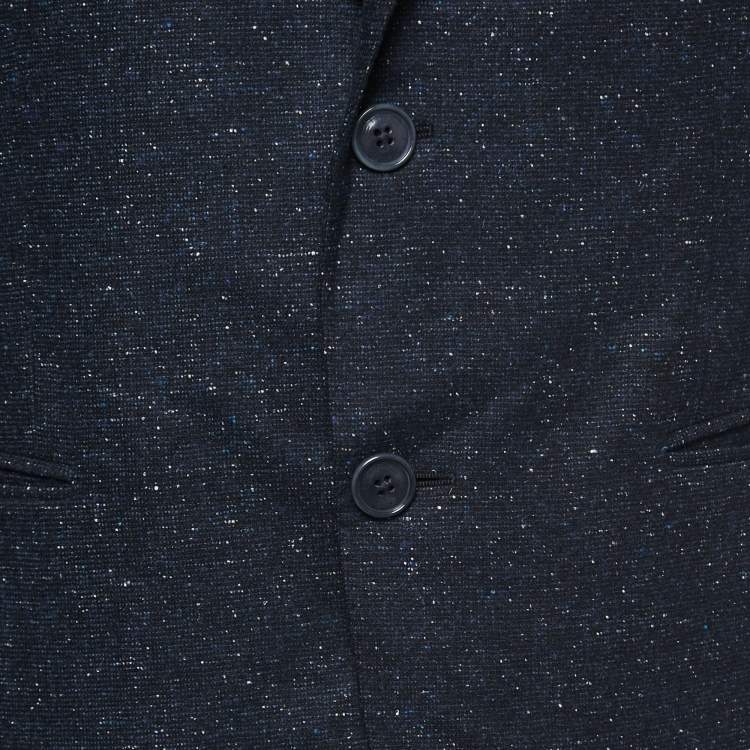 Pre Owned Etro Navy Blue Patterned Wool Blend Single Breasted Blazer L