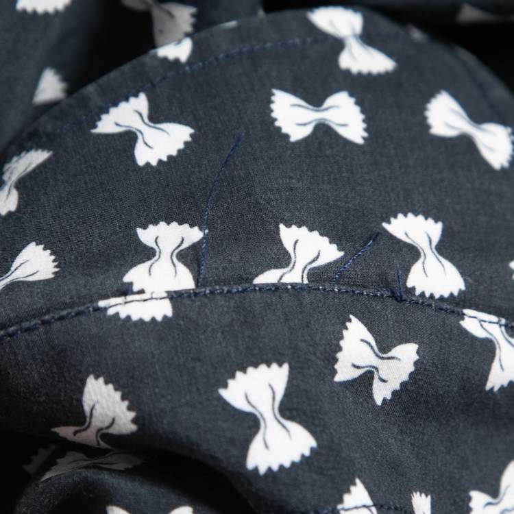 Pre Owned Etro Navy Blue Bow Pasta Printed Cotton Shirt L