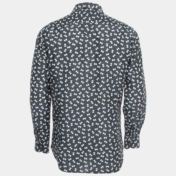 Pre Owned Etro Navy Blue Bow Pasta Printed Cotton Shirt L