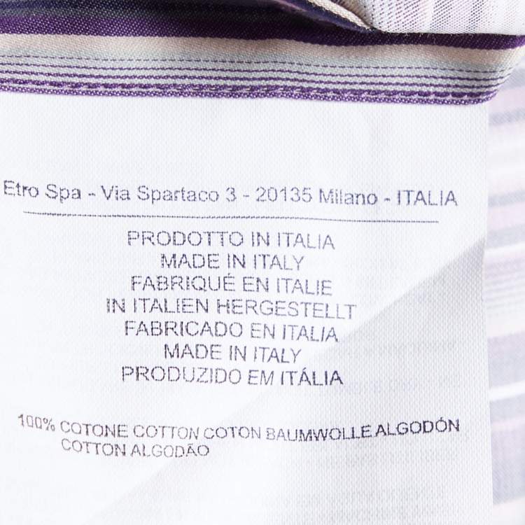 Pre Owned Etro Purple Striped Cotton Button Front Shirt L
