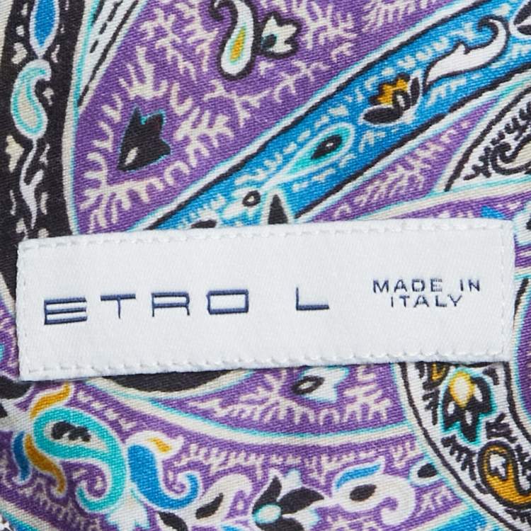 Pre Owned Etro Multicolor Paisley Print Cotton Button Front Full Sleeve Shirt L