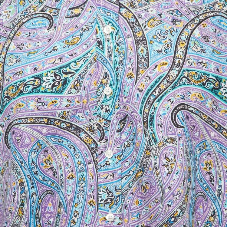 Pre Owned Etro Multicolor Paisley Print Cotton Button Front Full Sleeve Shirt L