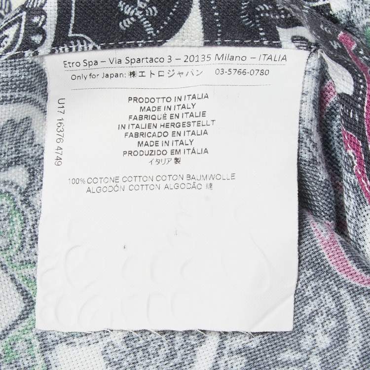 Pre Owned Etro Multicolor Print Cotton Blend Button Front Full Sleeve Shirt L