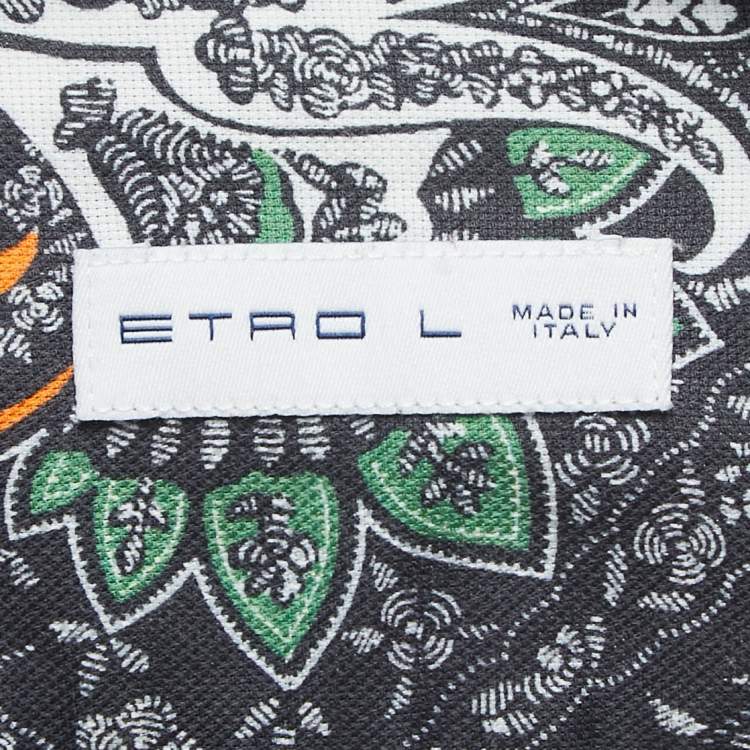Pre Owned Etro Multicolor Print Cotton Blend Button Front Full Sleeve Shirt L