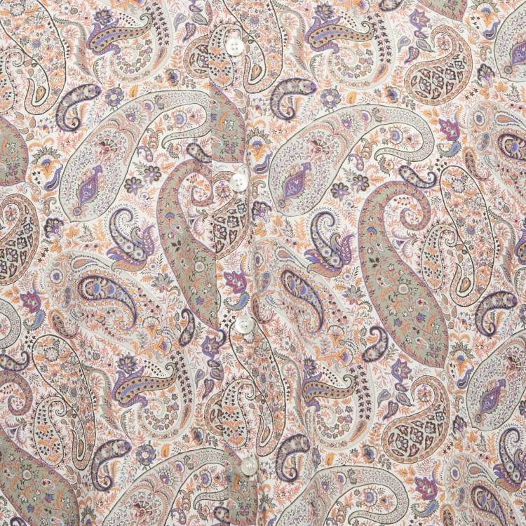 Pre Owned Etro Multicolor Print Cotton Button Front Full Sleeve Shirt XXL
