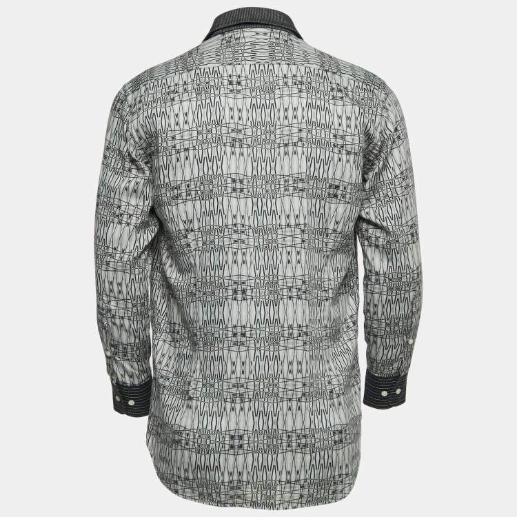 Pre Owned Etro Grey Print Cotton Button Front Full Sleeve Shirt M