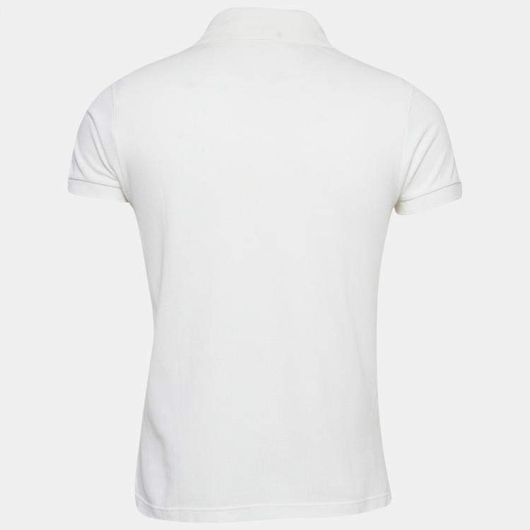 Pre Owned Etro White Embroidered Cotton Polo T-Shirt S