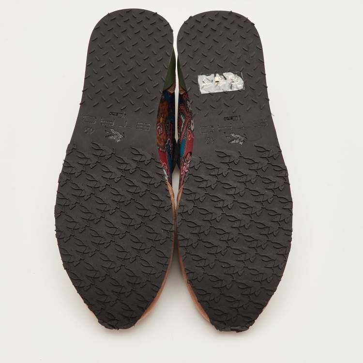 Pre Owned Etro Size 42 Multicolor Paisley Print Fabric and Suede Low Top Sneakers