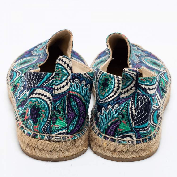 Pre Owned Etro Multicolor Printed Canvas Flat Espadrilles Size 42