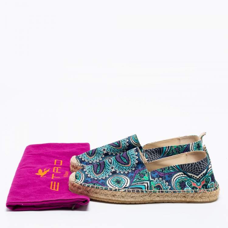 Pre Owned Etro Multicolor Printed Canvas Flat Espadrilles Size 42