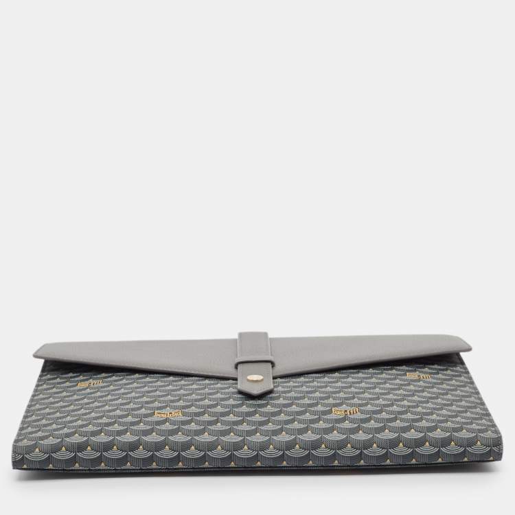 Pre Owned Fauré Le Page Grey Coated Canvas and Leather Express Envelope Clutch