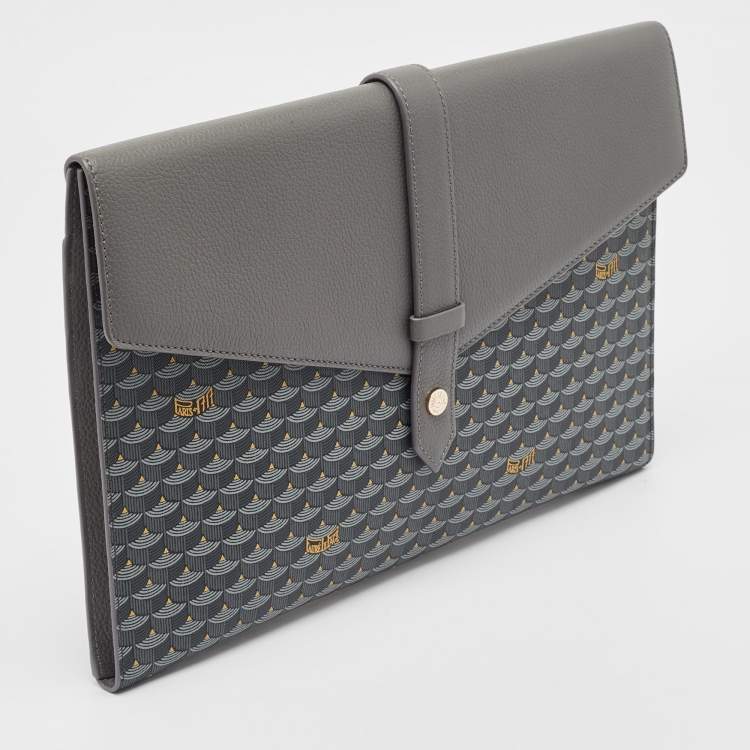 Pre Owned Fauré Le Page Grey Coated Canvas and Leather Express Envelope Clutch