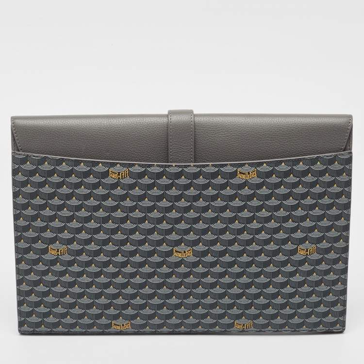 Pre Owned Fauré Le Page Grey Coated Canvas and Leather Express Envelope Clutch