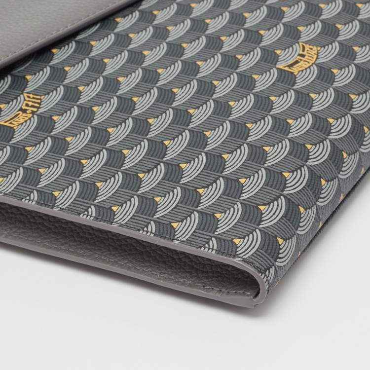 Pre Owned Fauré Le Page Grey Coated Canvas and Leather Express Envelope Clutch