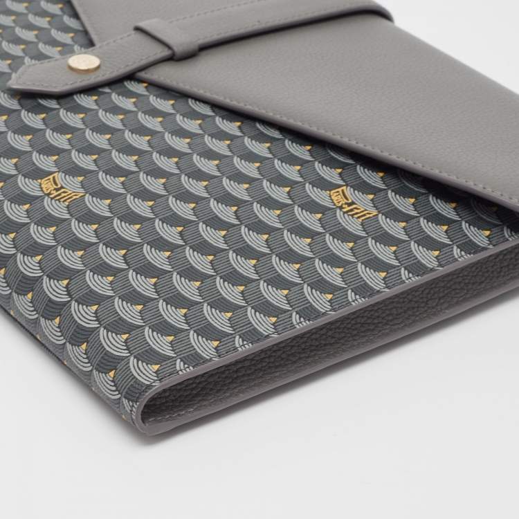 Pre Owned Fauré Le Page Grey Coated Canvas and Leather Express Envelope Clutch