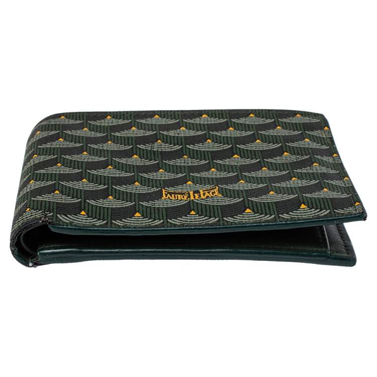 Pre Owned Faure Le Page Green Coated Canvas Bifold Wallet