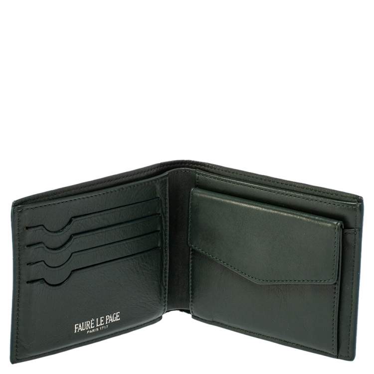 Faure Le Page Green Coated Canvas Bifold Wallet Faure Le Page