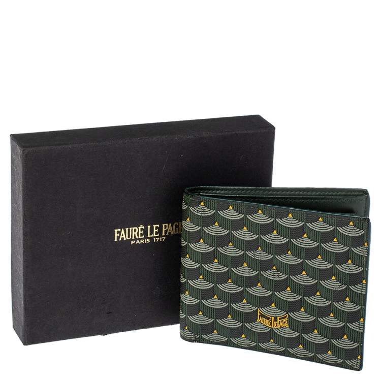 Pre Owned Faure Le Page Green Coated Canvas Bifold Wallet