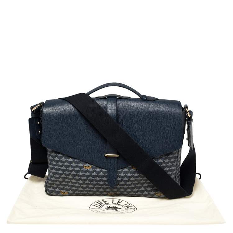 Pre Owned Faure Le Page Blue Coated Canvas and Leather Express 36 Messenger Bag