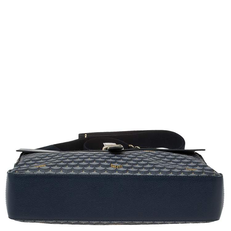 Pre Owned Faure Le Page Blue Coated Canvas and Leather Express 36 Messenger Bag